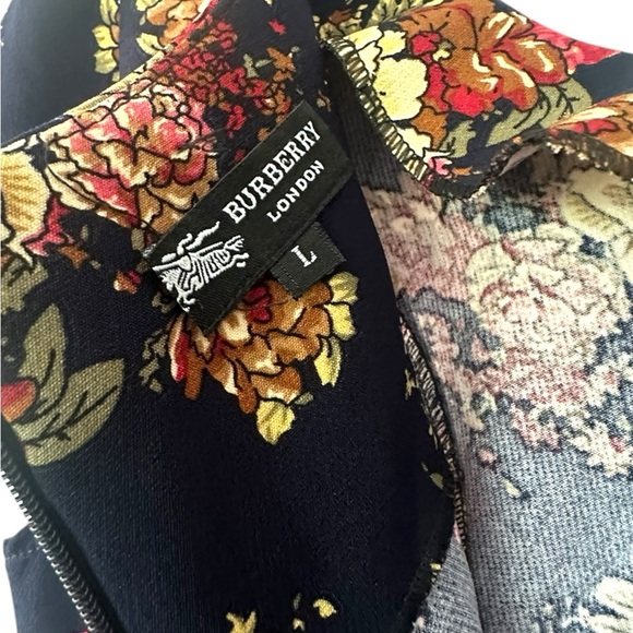 Burberry Black Dress with Navy Floral Top Size L - Picture 2 of 6